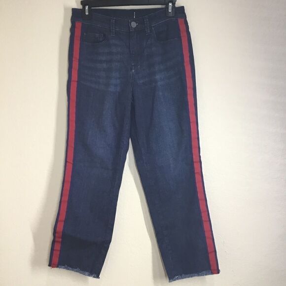 Halogen Straight Crop Side Stripe Jeans E8 - Picture 1 of 6